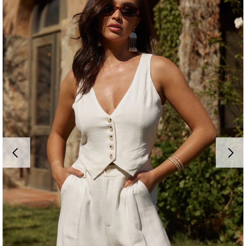 NWT 12th Tribe Diane White Linen Vest and Trouser Set - SOLD OUT ONLINE